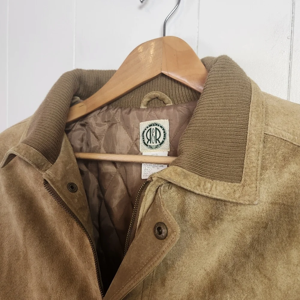 Vintage Mens Suede Leather Jacket 90s 1990s Brown Western Cosplay Grunge Small - Picture 5 of 13